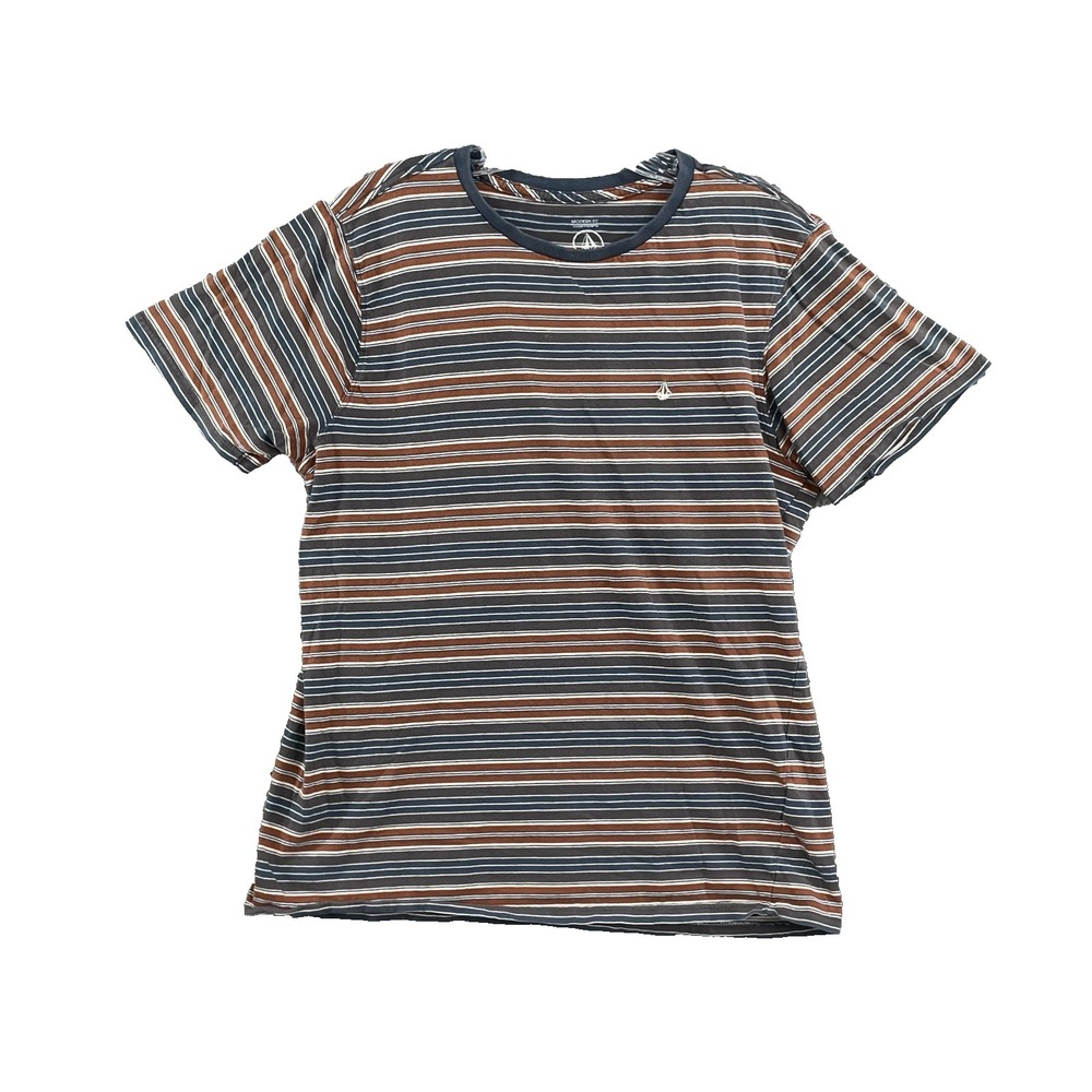 Volcom T-Shirt Mens Large Multicolor Striped Modern Fit Streetwear Surf Skate